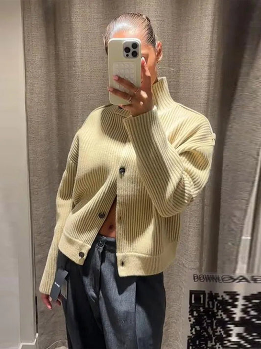 ZEYA - Victoria Stand Collar Knitted Cardigan