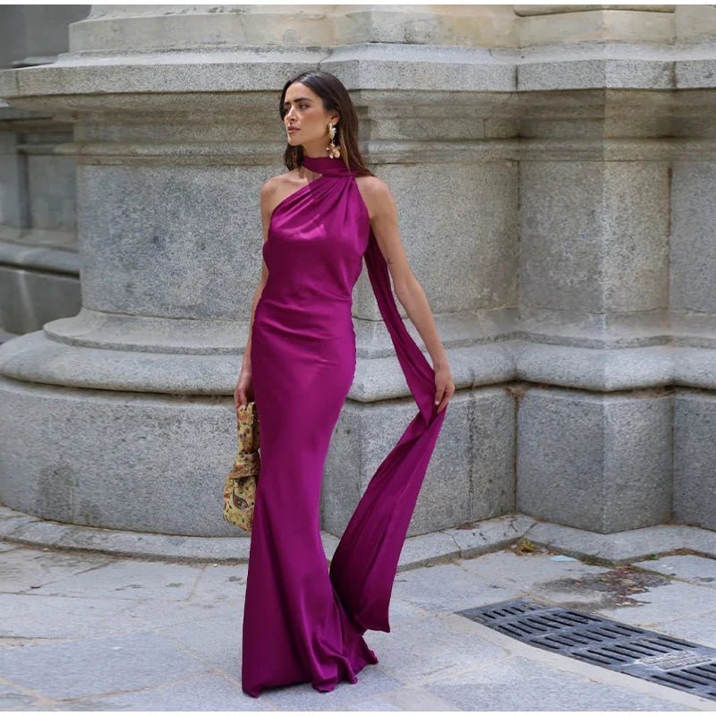 ZEYA - Vivienne Satin Ribbon Backless Evening Gown