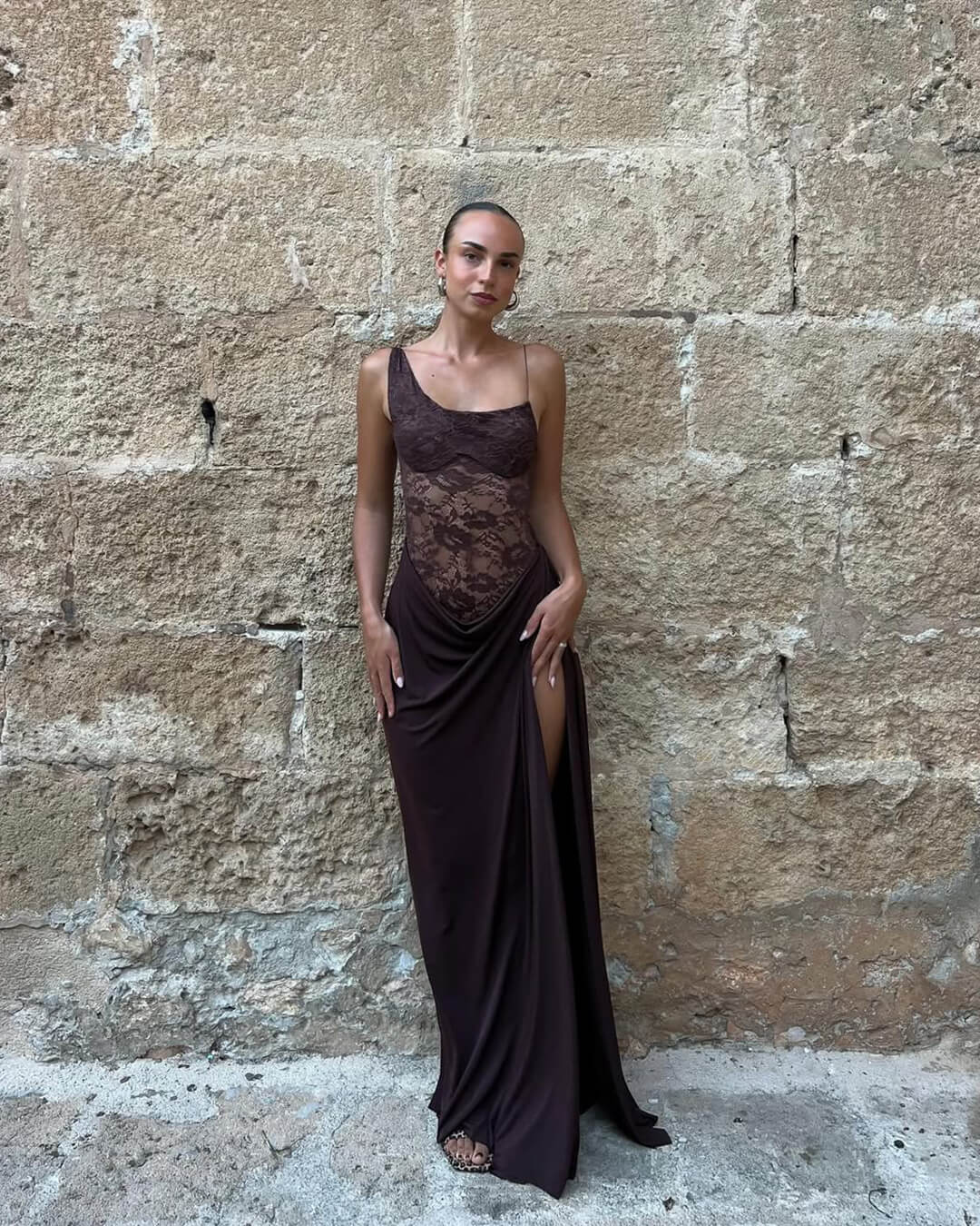 ZEYA - Willow One Shoulder Lace Maxi Dress