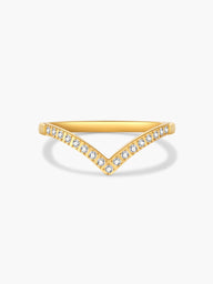 Anel de Banda Zariah com Corte em V e Strass